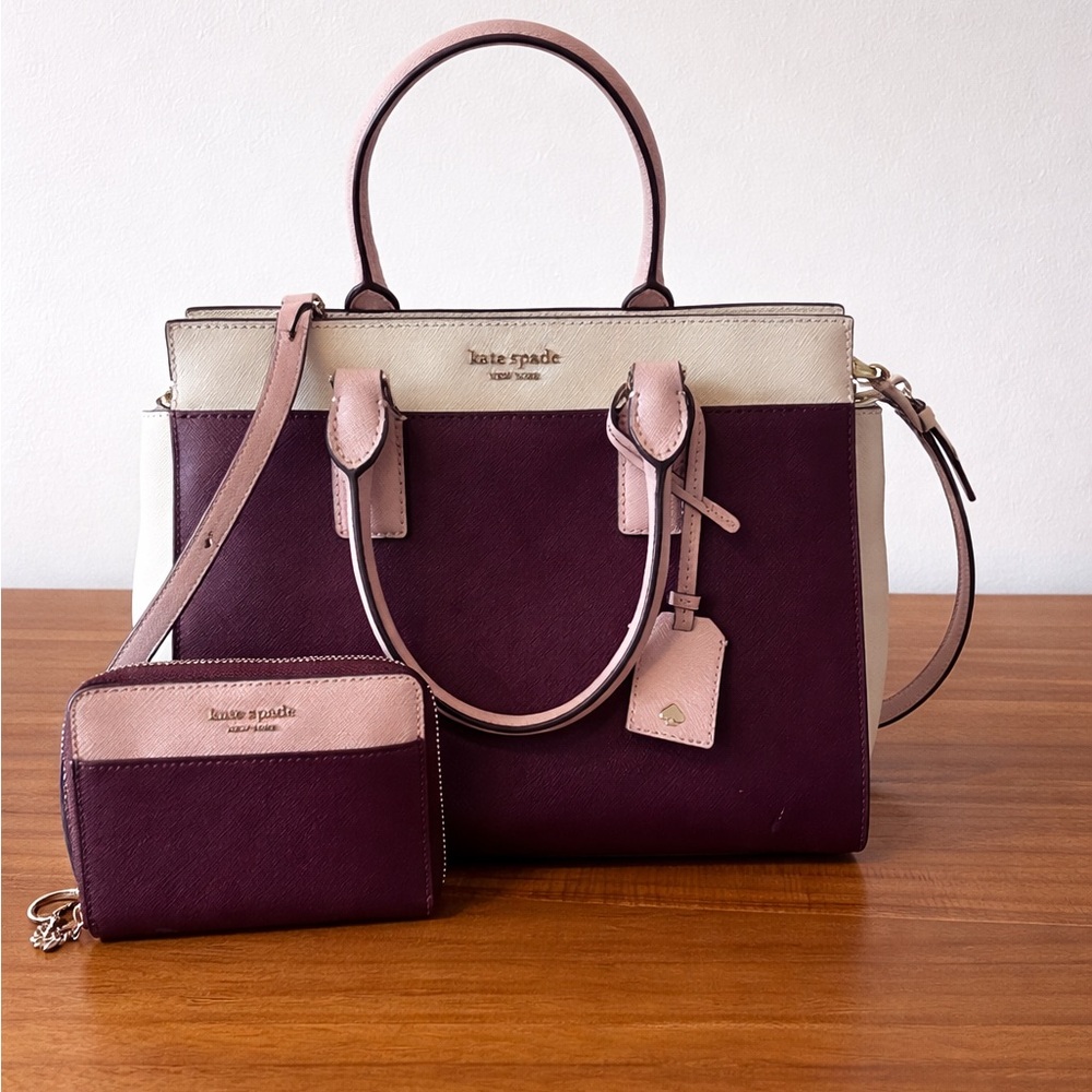 Kate Spade Plum and Cream Satchel Set